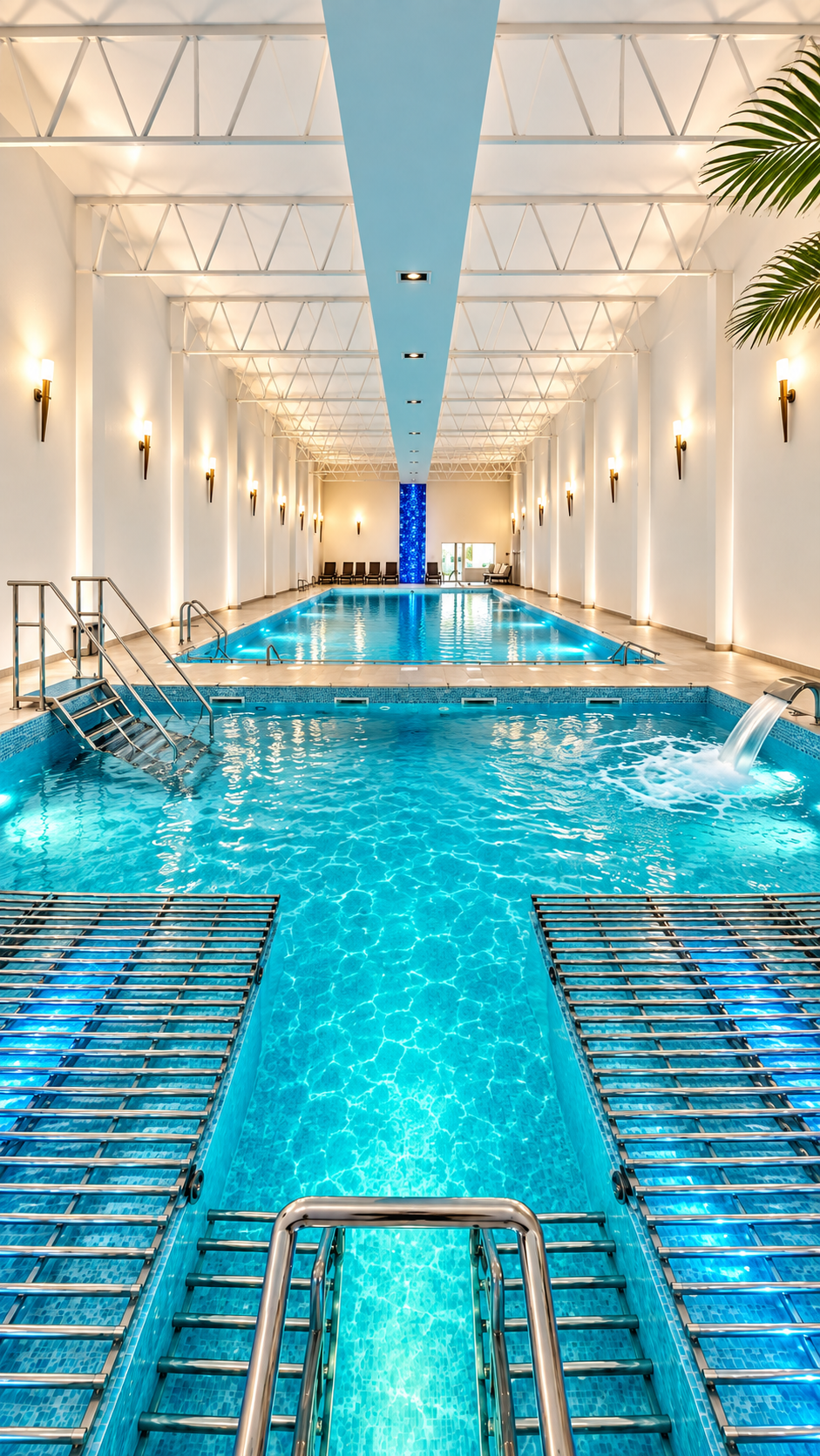 Hidromasažni bazen sa masažnim ležaljkama u vodi u Minaqua Fitnessu